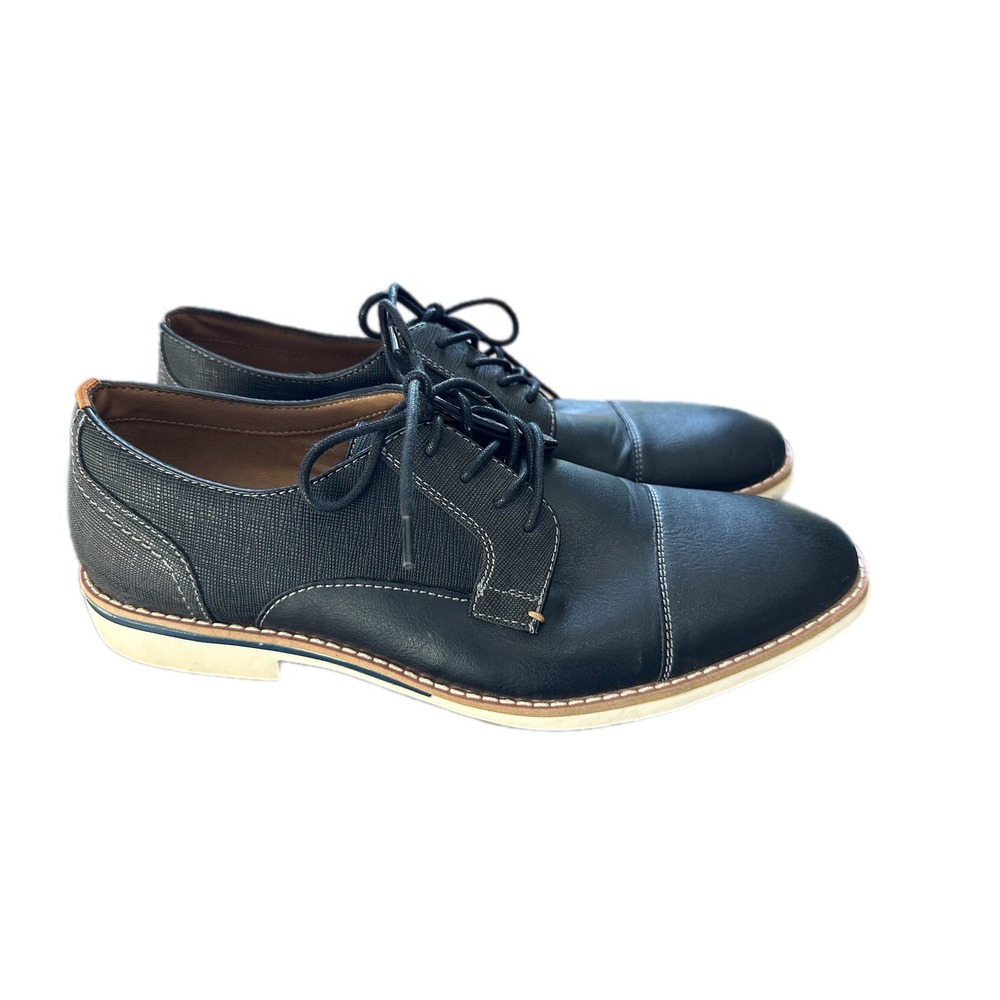 J Ferrara Mens Black Memory Foam Dress Shoes Cap Toe Oxford Lace Up Size 9.5W